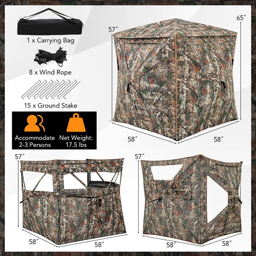 Outdoor Hunting Blinds - 5-in-1 분리형 사냥용 은신처, 2~3인용, 천창