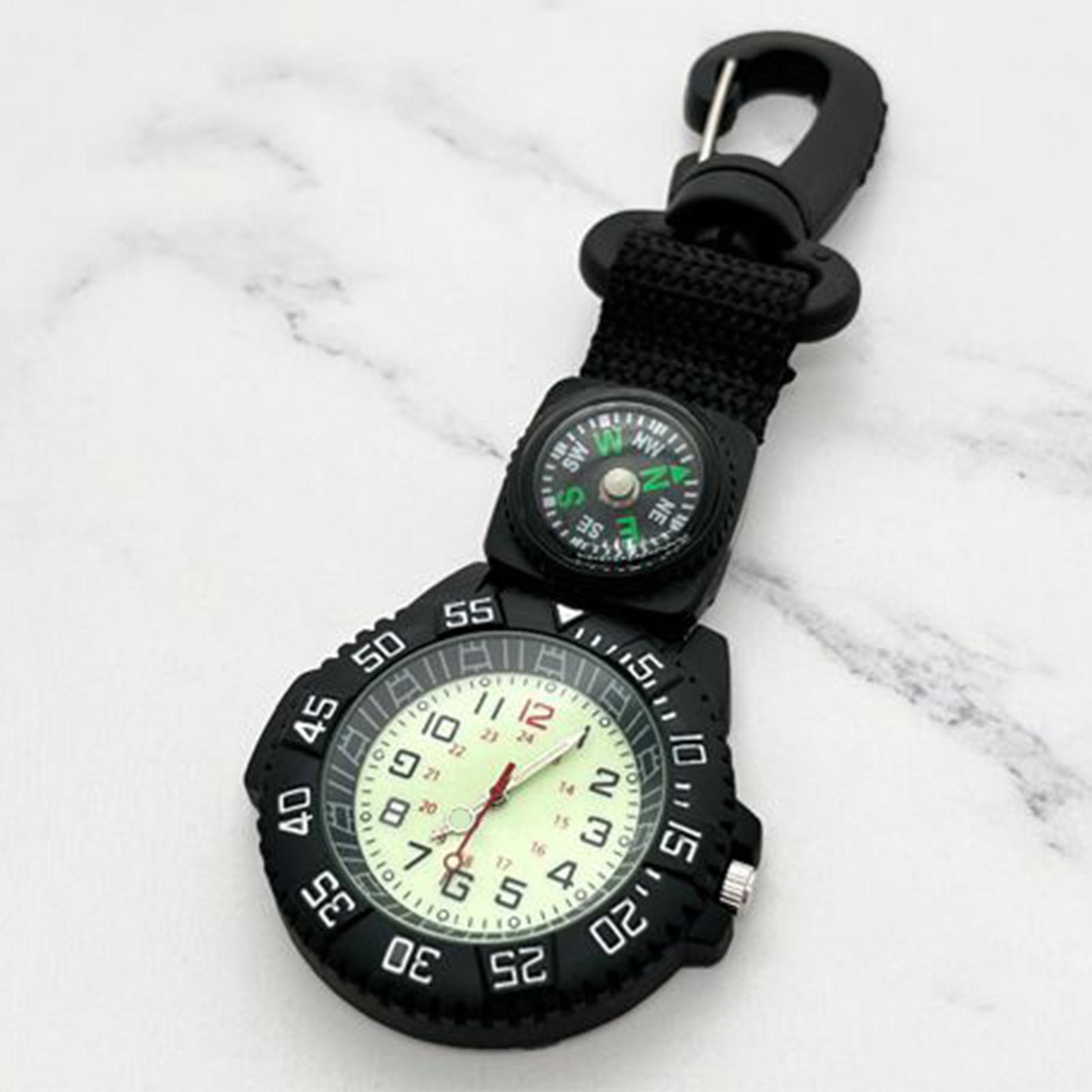 Hunting Outdoor Watch - 방수 발광 나침반 시계, 카라비너가 있는