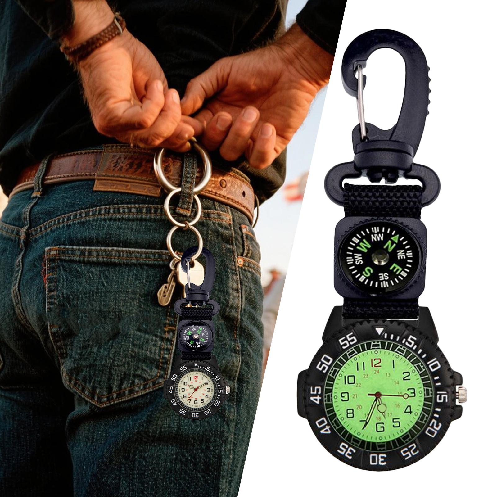 방수 발광 나침반 시계, 카라비너가 있는 쿼츠 포켓 시 - Hunting Outdoor Watch 리뷰 및 가격